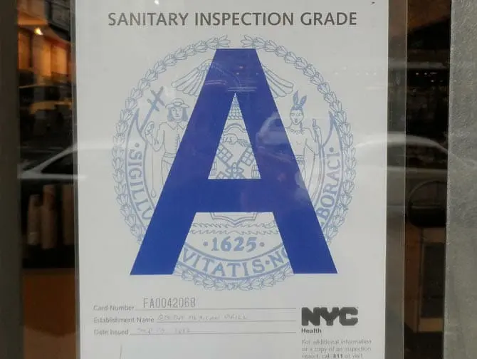 A Graded Restaurant in New York 