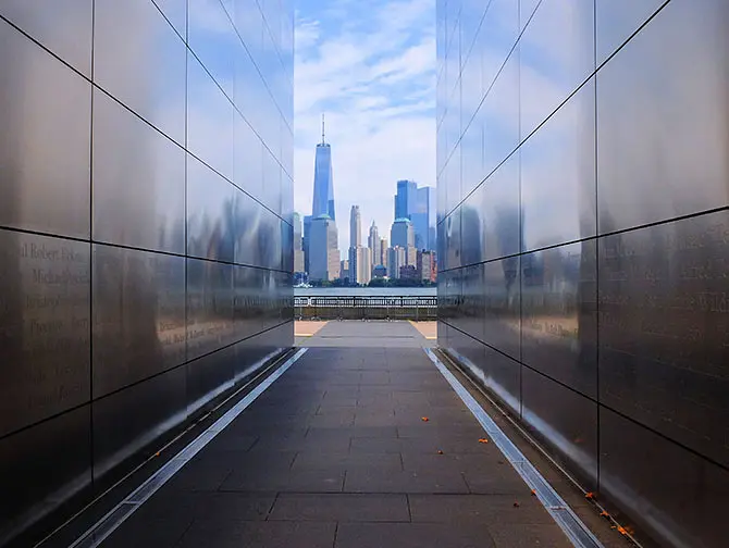 Empty Sky Memorial in New Jersey Skyline View
