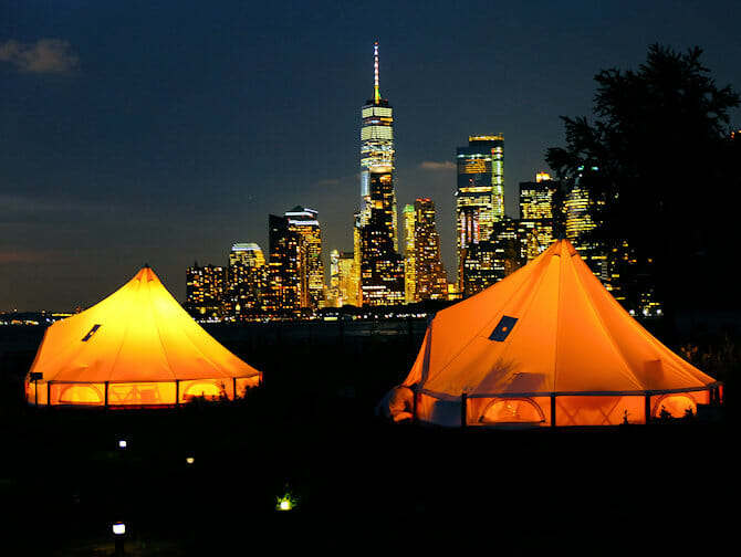 Governors Island in New York - Tents at Night