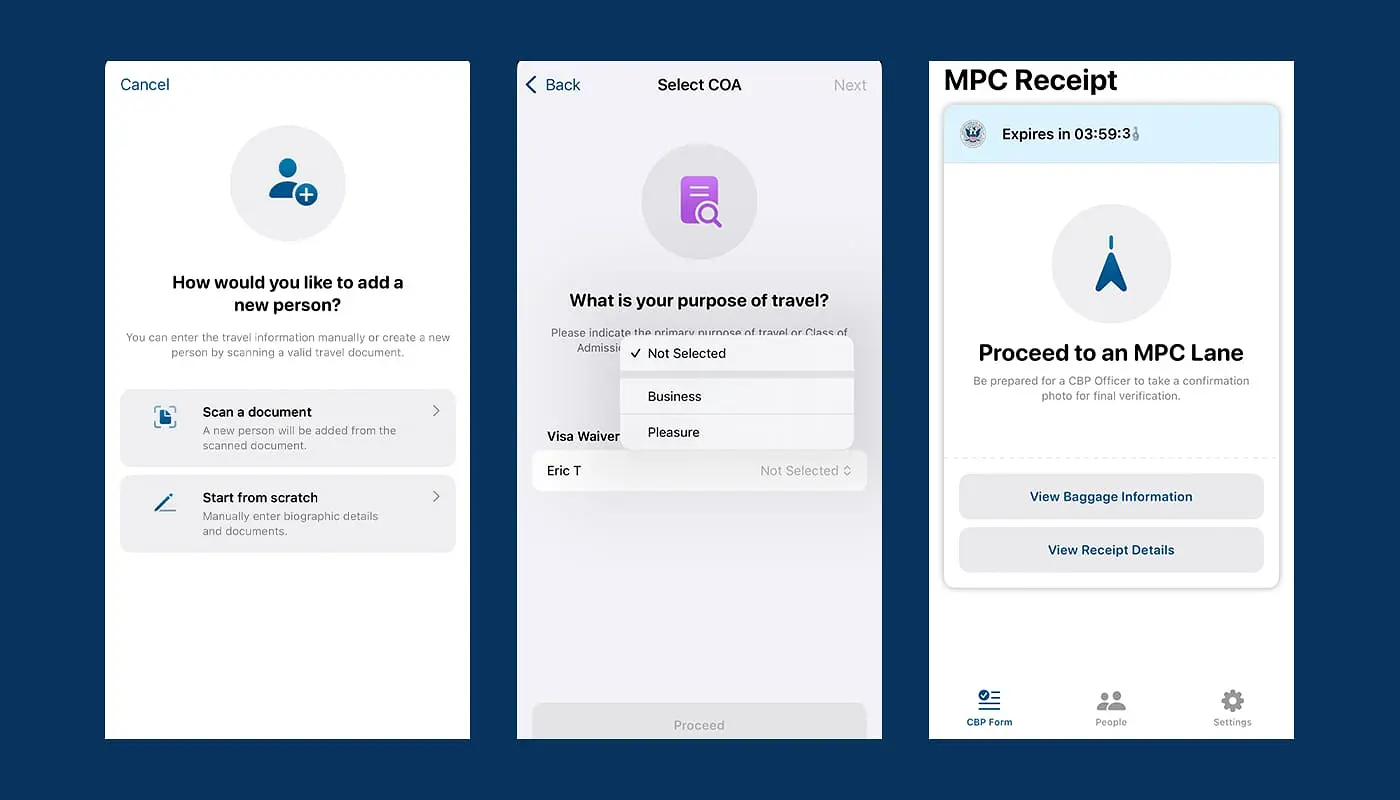 Mobile Passport Control MPC App for New York - Steps