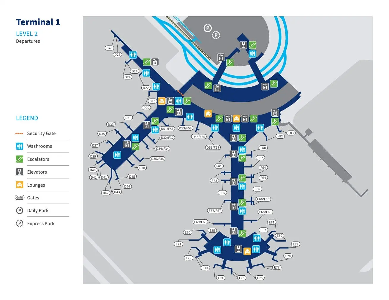 Flights from Toronto to New York City - Toronto Pearson Terminal 1 Map