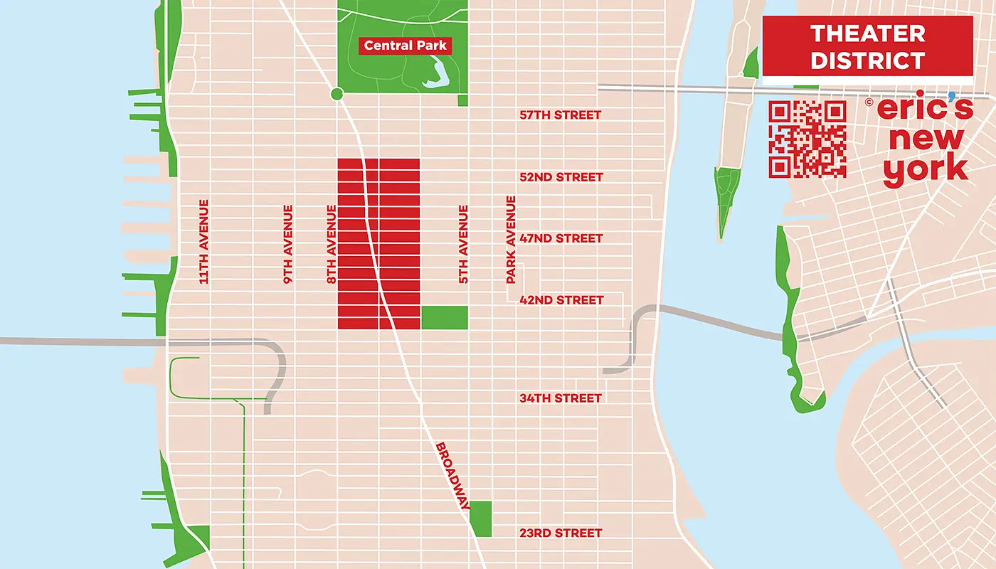 Theater District in New York - Free Map