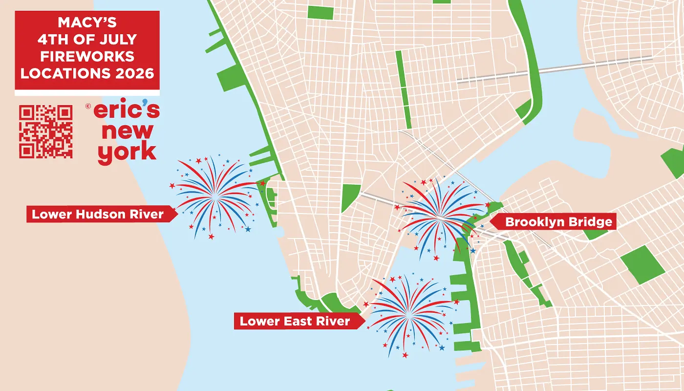 4th of July in New York - Fireworks Locations map